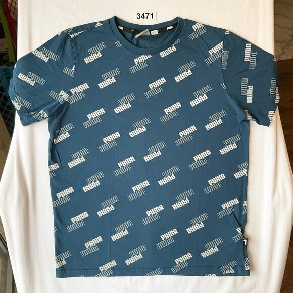 PUMA Women’s Short Sleeve Crewneck T-shirt Size S, Blue with White Logos - Picture 1 of 7